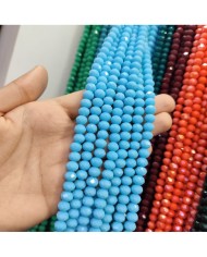 8mm İpe Dizili Kristal Boncuk Mat Mavi - 10 Dizi