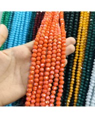 8mm İpe Dizili Kristal Boncuk Mat Turuncu - 10 Dizi