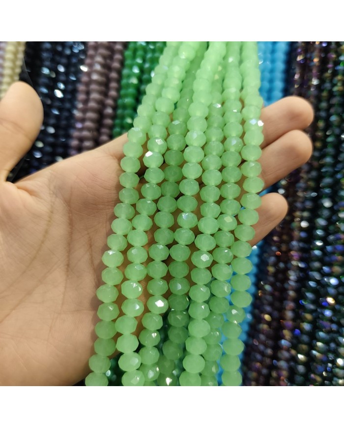 8mm İpe Dizili Kristal Boncuk Mat Çimen Yeşili - 10 Dizi