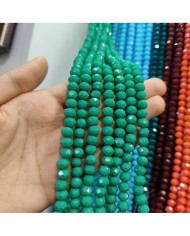 8mm İpe Dizili Kristal Boncuk Mat Koyu Yeşil - 10 Dizi