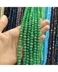 8mm İpe Dizili Kristal Boncuk Mat Yeşil - 10 Dizi