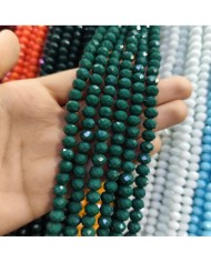 8mm İpe Dizili Kristal Boncuk Mat Zümrüt Yeşili - 10 Dizi