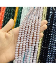 8mm İpe Dizili Kristal Boncuk Mat Toz Pembe - 10 Dizi