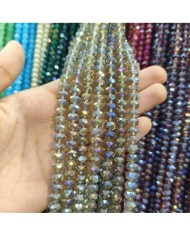 8mm İpe Dizili Kristal Boncuk Şeffaf Janjanlı Vizon - 10 Dizi