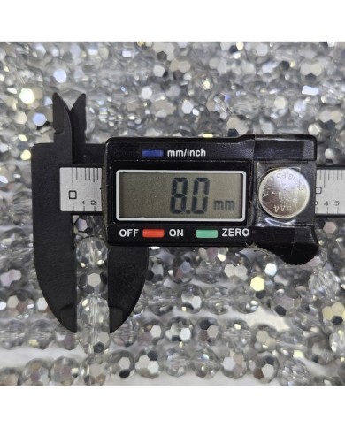 8mm İpe Dizili Kristal Boncuk Metalik Kaplama Janjanlı Yeşil - 10 Dizi