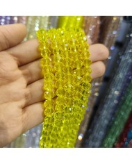 8mm İpe Dizili Kristal Boncuk Şeffaf Sarı - 10 Dizi