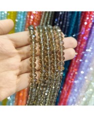 8mm İpe Dizili Kristal Boncuk Şeffaf Vizon - 10 Dizi