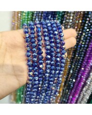 8mm İpe Dizili Kristal Boncuk Metalik Kaplama Aynalı Lacivert - 10 Dizi