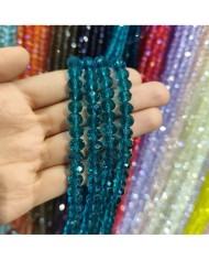 8mm İpe Dizili Kristal Boncuk Şeffaf Koyu Mavi - 10 Dizi