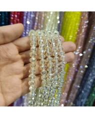 8mm İpe Dizili Kristal Boncuk Şeffaf Janjanlı Açık Sarı - 10 Dizi