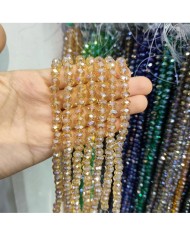 8mm İpe Dizili Kristal Boncuk Şeffaf Janjanlı Açık Bal Rengi - 10 Dizi