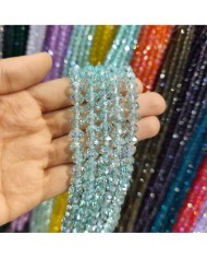 8mm İpe Dizili Kristal Boncuk Şeffaf Janjanlı Su Yeşili - 10 Dizi