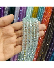 8mm İpe Dizili Kristal Boncuk Şeffaf Janjanlı Açık Su Yeşili - 10 Dizi