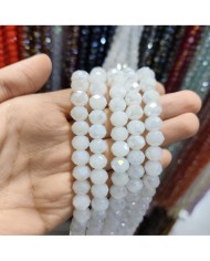 10mm İpe Dizili Kristal Boncuk Mat Kırık Beyaz - 10 Dizi