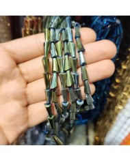 5x10mm İpe Dizili Deve Tabanı Huni Kristal Boncuk Metalik Yeşil - 1 Dizi