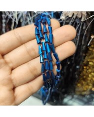 4x8mm İpe Dizili Deve Tabanı Huni Kristal Boncuk Metalik Kaplama Mavi - 1 Dizi