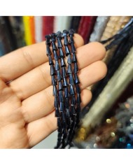 4x8mm İpe Dizili Deve Tabanı Huni Kristal Boncuk Metalik Kaplama Lacivert - 1 Dizi