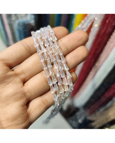 4x8mm İpe Dizili Deve Tabanı Huni Kristal Boncuk Şeffaf - 1 Dizi