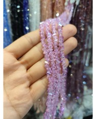 6mm İpe Dizili Üçgen Kristal Boncuk Şeffaf Lila - 1 Dizi