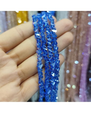 6mm İpe Dizili Üçgen Kristal Boncuk Şeffaf Lacivert - 1 Dizi