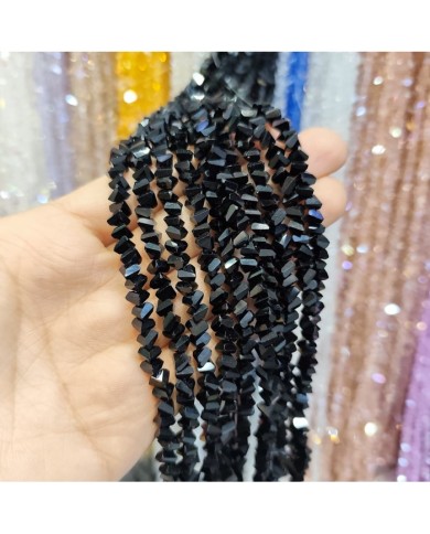 6mm İpe Dizili Üçgen Kristal Boncuk Mat Siyah - 1 Dizi