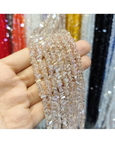 6mm İpe Dizili Üçgen Kristal Boncuk Şeffaf Vizon - 1 Dizi