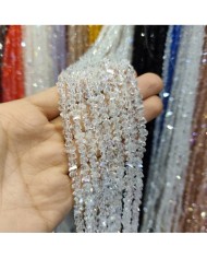 6mm İpe Dizili Üçgen Kristal Boncuk Şeffaf - 1 Dizi