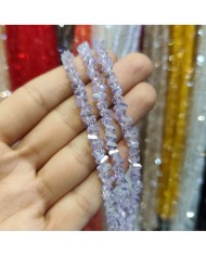6mm İpe Dizili Üçgen Kristal Boncuk Şeffaf Açık Lila - 1 Dizi
