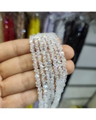 4mm İpe Dizili Üçgen Kristal Boncuk Şeffaf - 1 Dizi