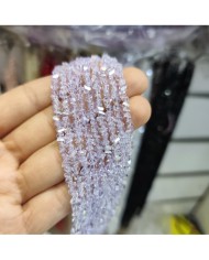 4mm İpe Dizili Üçgen Kristal Boncuk Şeffaf Lila - 1 Dizi
