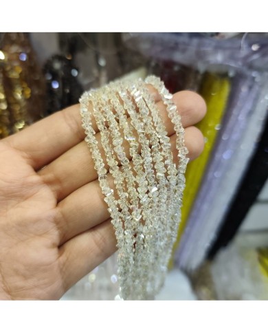 4mm İpe Dizili Üçgen Kristal Boncuk Şeffaf Şampanya Sarı - 1 Dizi