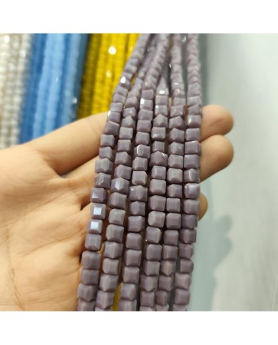 6mm İpe Dizili Küp Kristal Boncuk Mat Gün Kurusu - 1 Dizi