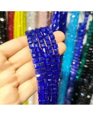 6mm İpe Dizili Küp Kristal Boncuk Mat Lacivert - 1 Dizi