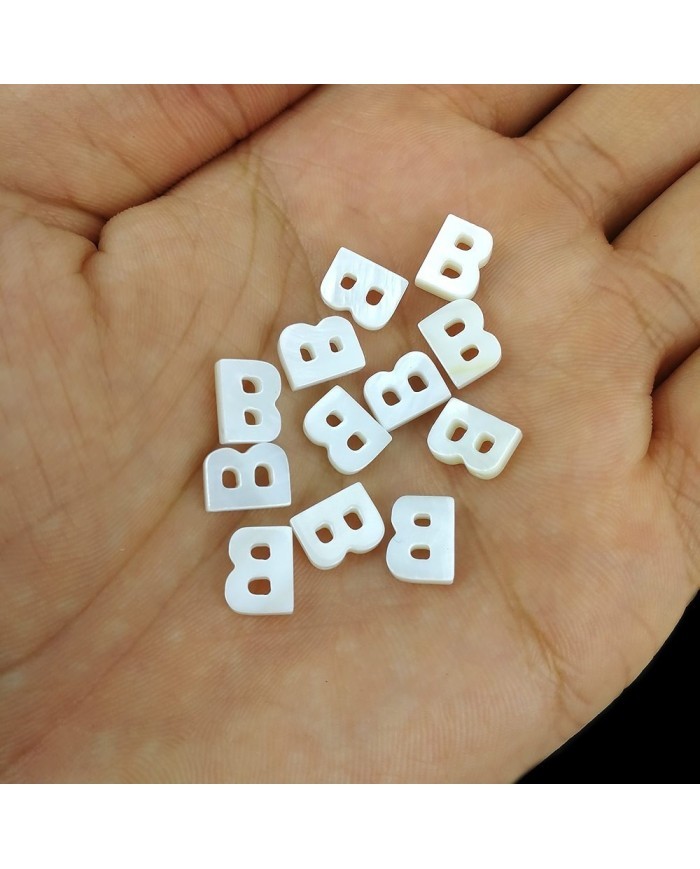 Doğal sedef taş Kolye Küpe Ucu - B HARF