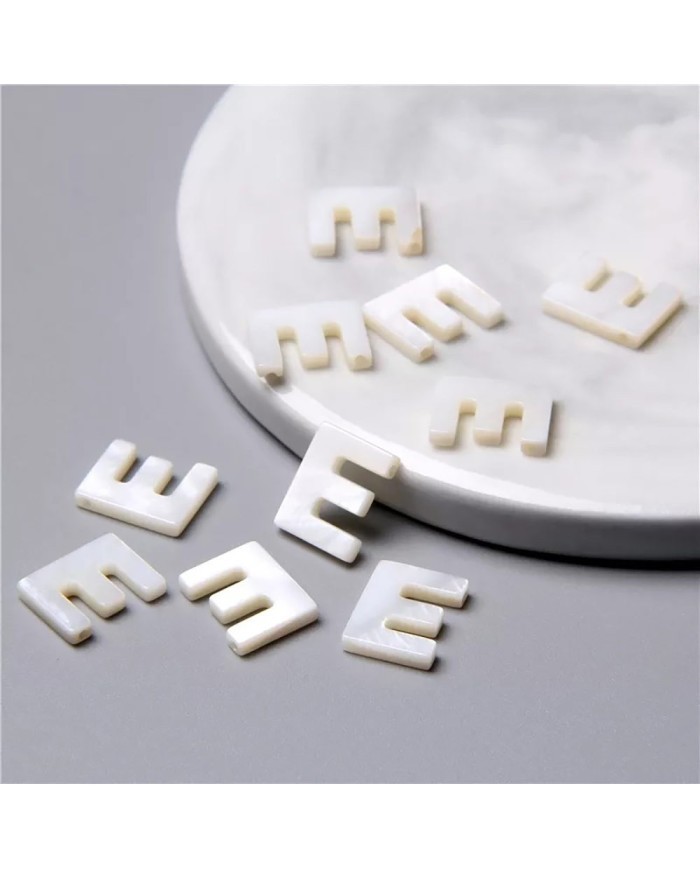 Doğal sedef taş Kolye Küpe Ucu - E HARF