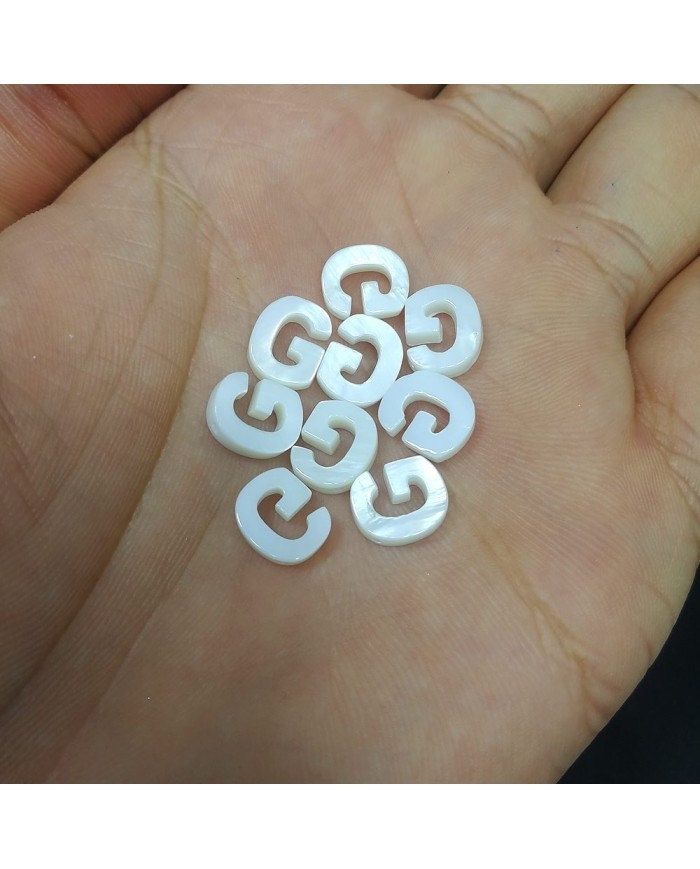 Doğal sedef taş Kolye Küpe Ucu - G HARF