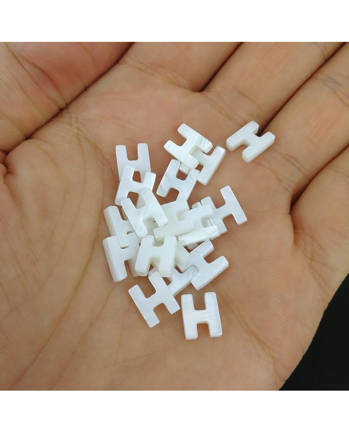 Doğal sedef taş Kolye Küpe Ucu - H HARF