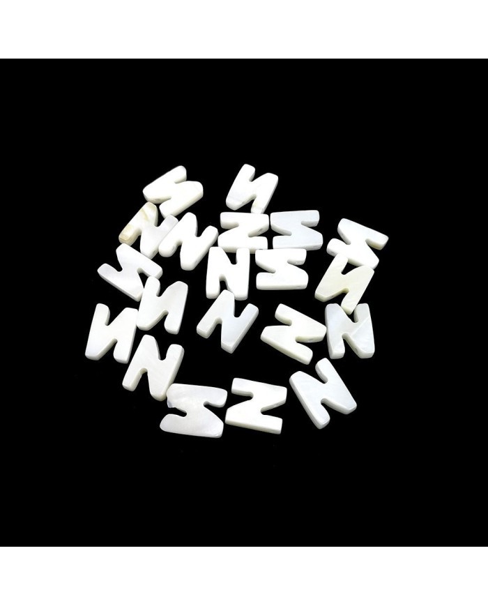 Doğal sedef taş Kolye Küpe Ucu - N HARF