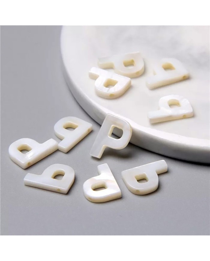 Doğal sedef taş Kolye Küpe Ucu - P HARF