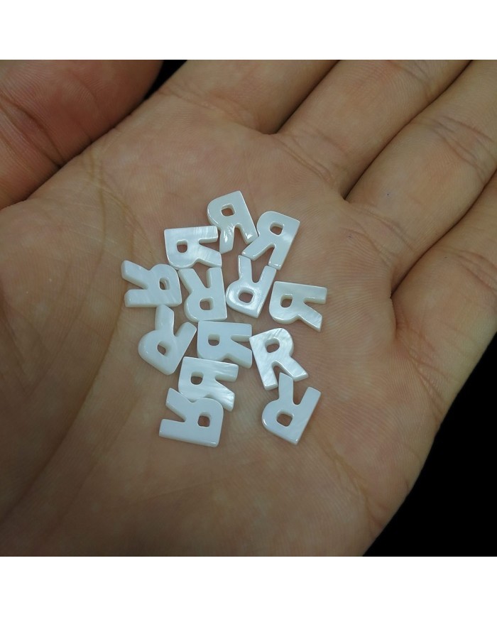 Doğal sedef taş Kolye Küpe Ucu - R HARF