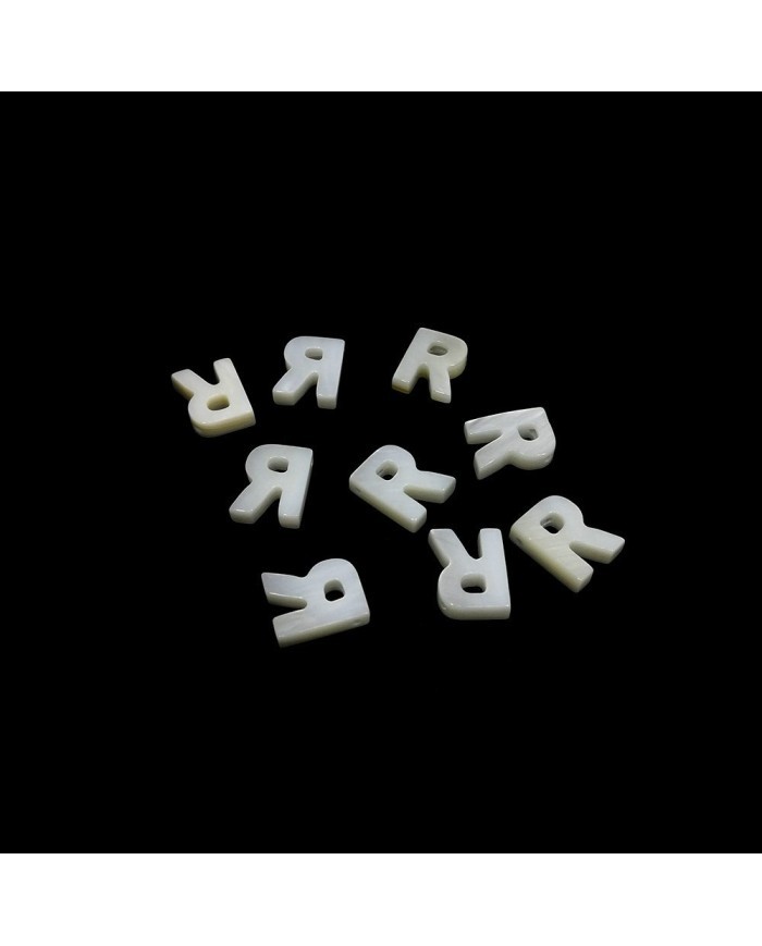 Doğal sedef taş Kolye Küpe Ucu - R HARF