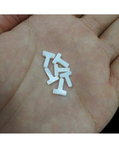 Sedef doğal taş Harf Kolye Küpe Ucu - T HARF