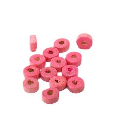 Ahşap Kısa Silindir Boncuk -Pembe- 500 Gram