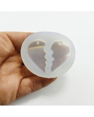 Reçine Epoksi Kalıp- Arkadaşlık Kolyesi Kalp Modeli - E.ARK