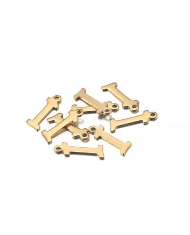 5 ADET - MİNİ HARFLER - METAL KAPLAMA KULPLU GOLD - I