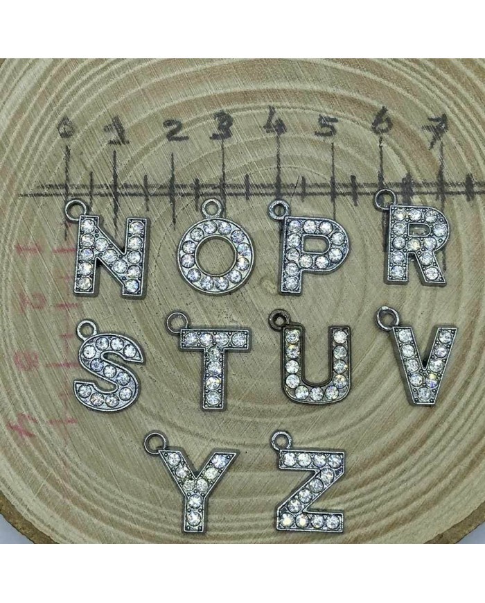 Taşlı Harfler - Üstten Kulplu Gümüş - C - 2 Adet