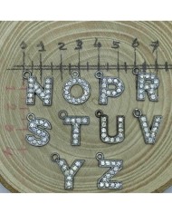 Taşlı Harfler - Üstten Kulplu Gümüş - C - 2 Adet