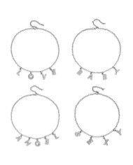 Taşlı Harfler - Üstten Kulplu Gümüş - D - 2 Adet