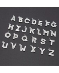 Taşlı Harfler - Üstten Kulplu Gümüş - U - 2 Adet