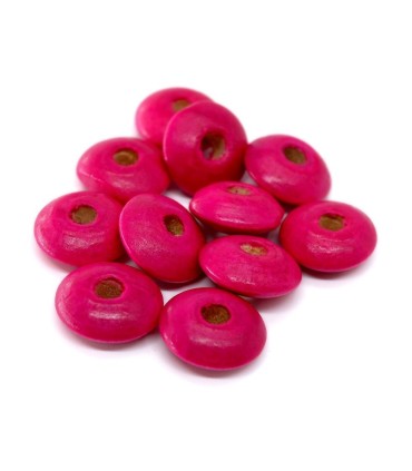 Ahşap Yassı Yuvarlak Boncuk - 250 Gram Pembe